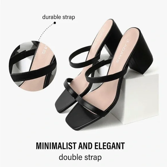 Elegant Black Women's Block Heels - Picture 9 of 10